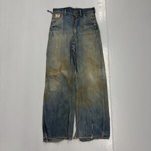 Vintage 50s Anvil Denim Lace Back Workwear Jeans 26x27
